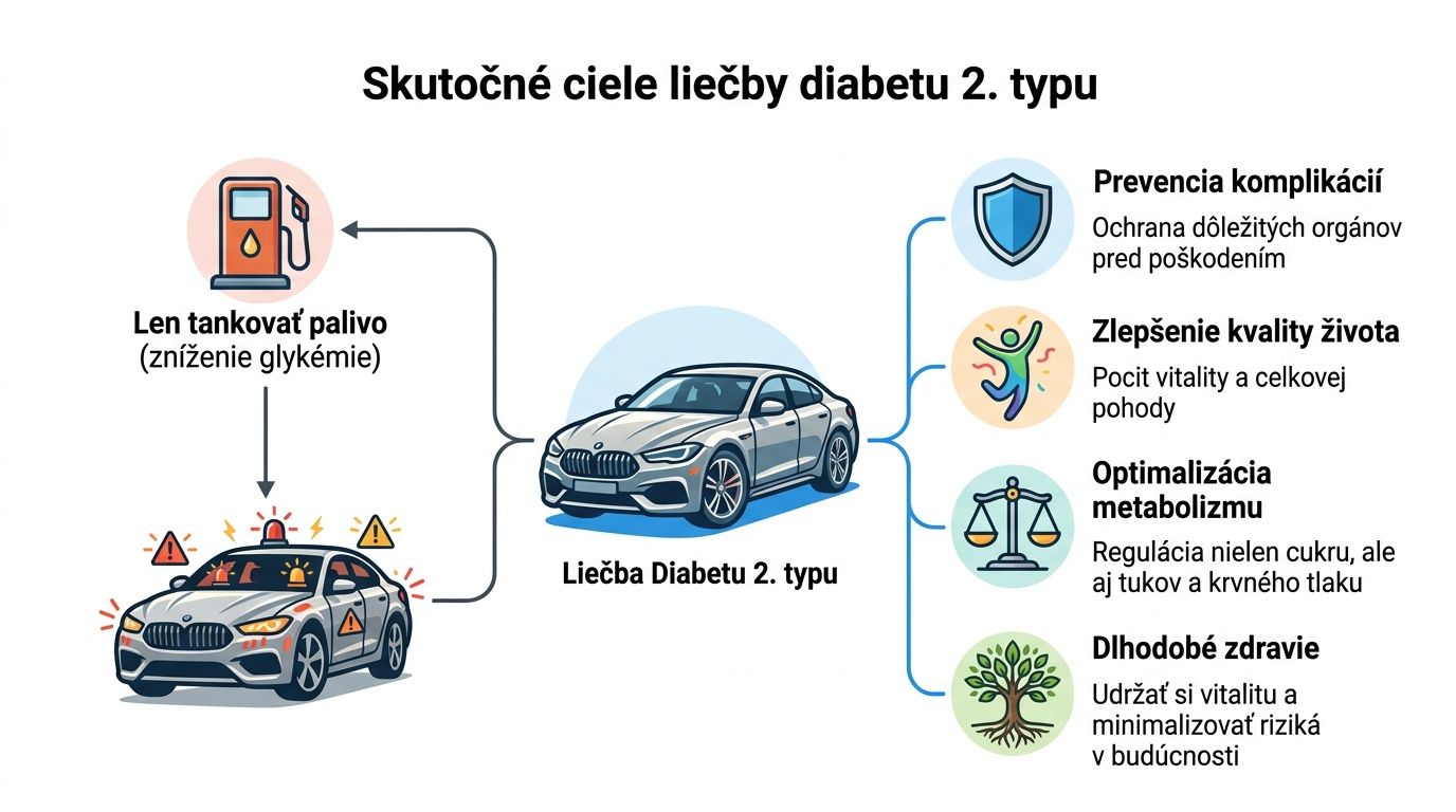 Pôvodná infografika k cieľom liečby diabetu 2. typu.